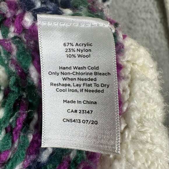Talbots Cream, Purple, Yellow Fair Isle Mockneck Sweater Small - Picture 12 of 13